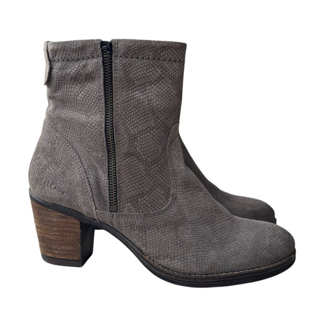 Taos Brown Embossed Suede Leather Ankle Heeled Boots Size 8-8.5 US 39 EU Shaka 2